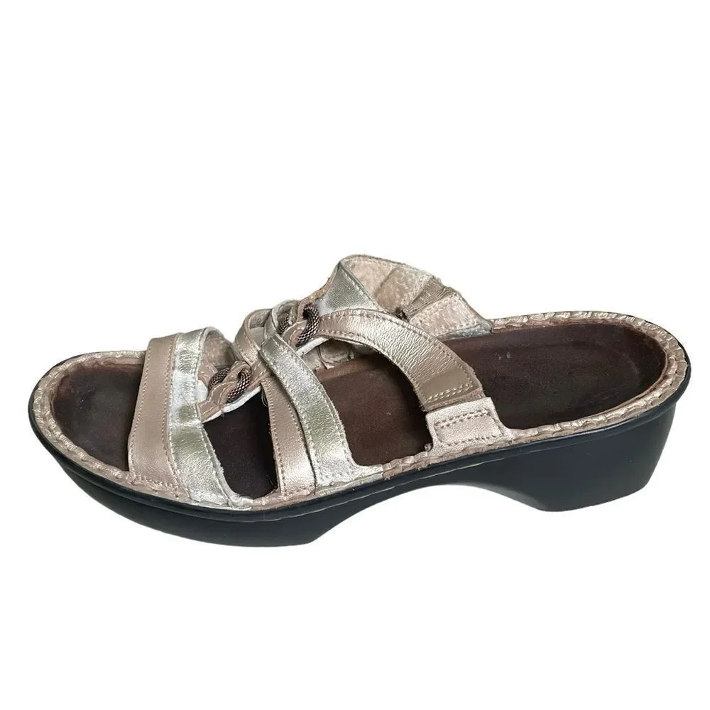 NAOT Leather Sandals Heel Tan Gold Subtle Shimmer 37